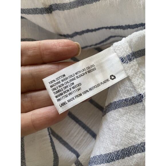 Merona Women's Plus Sleeveless Navy Striped Button Up Casual Spring 3X Summer - Picture 6 of 6